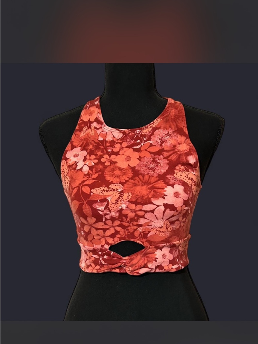 aerie Pink Tie-Dye Crop Top with Silver Logo